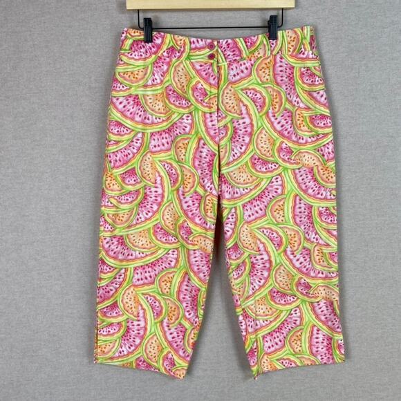 Vintage Talbots Womens Watermelon Capri Pants Size 14 Petite Summer Vacation - Picture 1 of 11